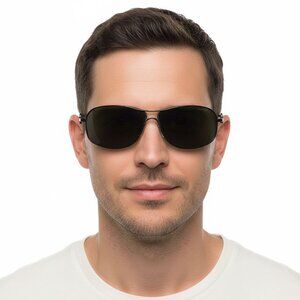 Vintage Emporio Armani Sunglasses Black Oval Metal Frames Y2K Eagle Logo PS5031